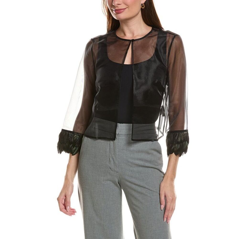 Tyler Böe Womens Elise Feather Trim Top, Black